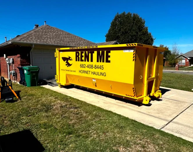 large dumpster outside a residential property